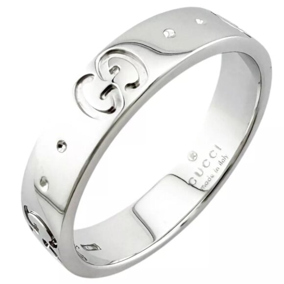 GUCCI Ring US 4 3/4 EU48 K18 white gold icon used - Picture 1 of 7